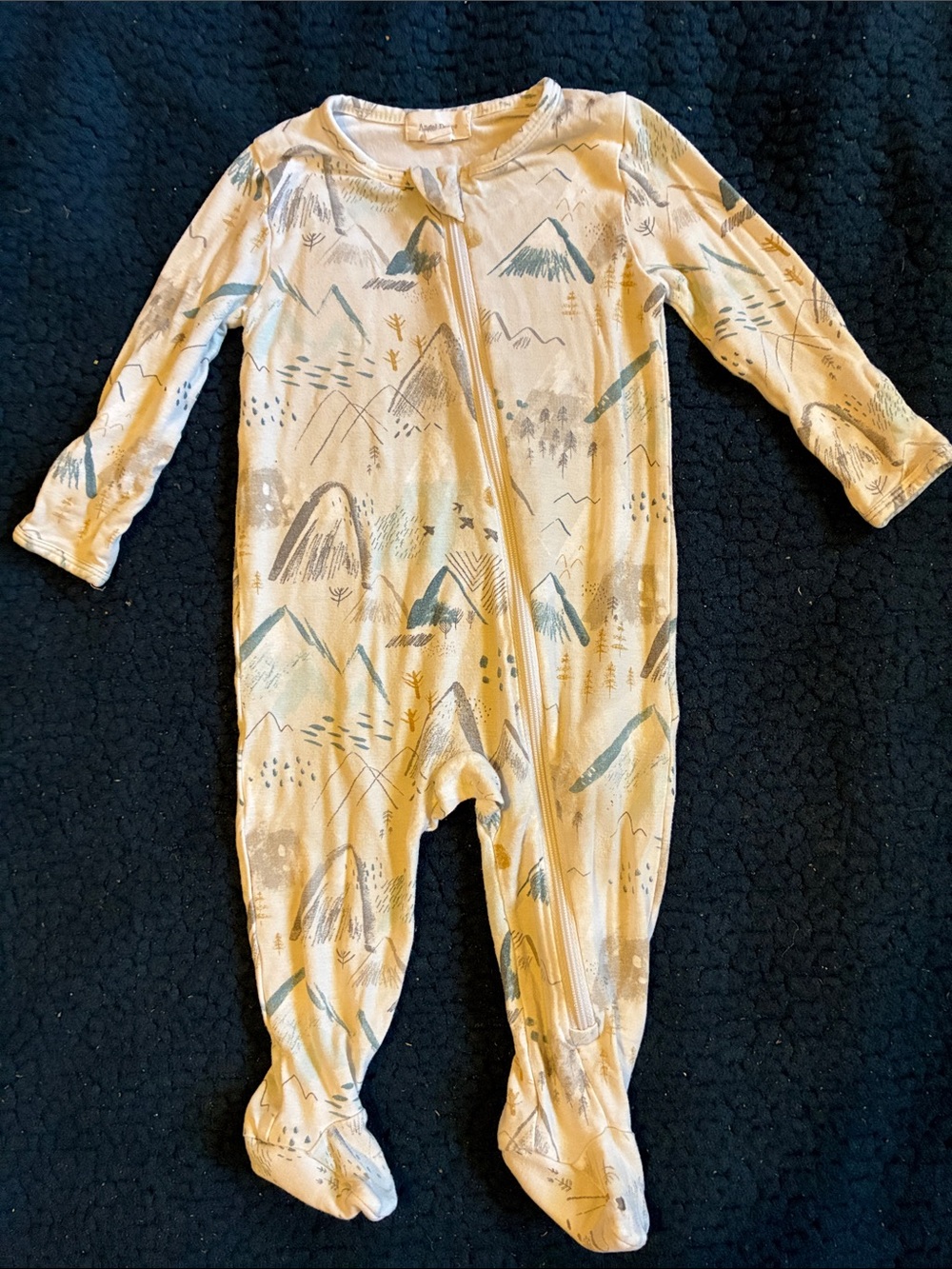 Angel Dear Cream Mountain Print Footed One-Piece